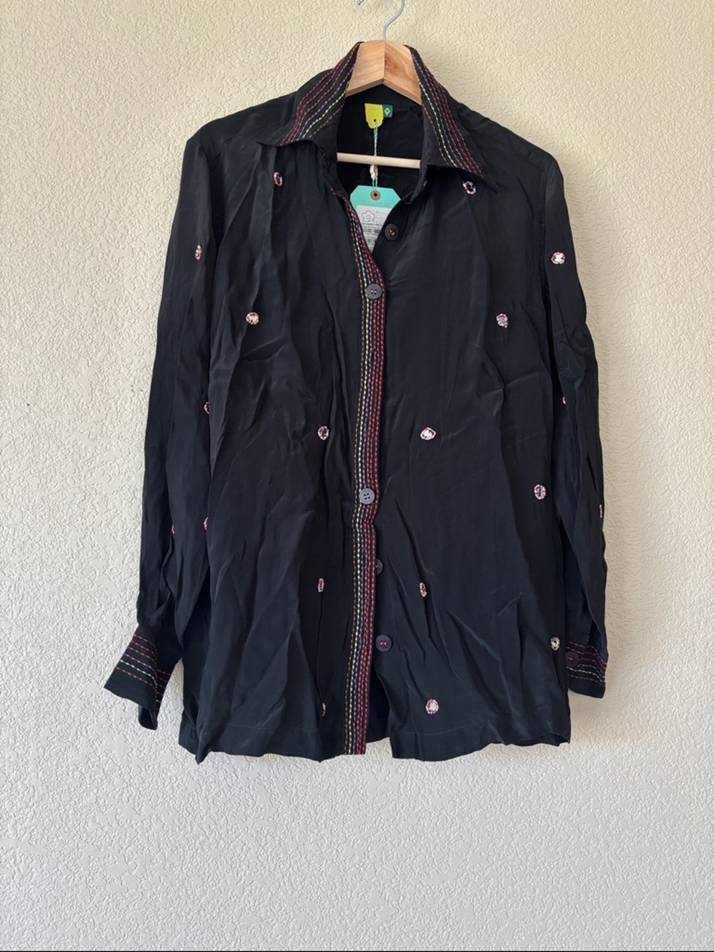 Farm Women’s Black Embroidered Button-Up Blouse